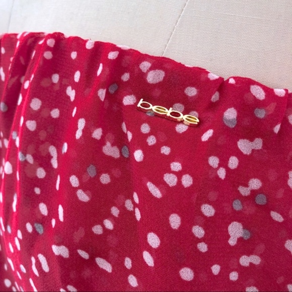 NWT Bebe Off Shoulders Ruffled Crop Top Polka Dot - Picture 7 of 8